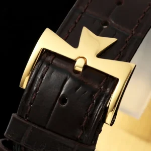 VACHERON CONSTANTIN PATRIMONY 81180 LUXURY FAKE WATCHES GOLD PLATE WHITE DIAL LEATHER STRAP KZ FACTORY 40MM 8 DONG HO VACHERON CONSTANTIN 81180 CHE TAC MA VANG MAT TRANG DAY DA KZ FACTORY 40MM 2