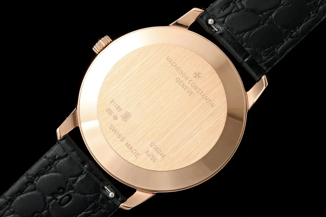 ĐỒNG HỒ VACHERON CONSTANTIN PATRIMONY 81180R REP 11 MẠ VÀNG HỒNG MẶT ĐEN DÂY DA KZ FACTORY 40MM (3) DONG HO VACHERON CONSTANTIN PATRIMONY 81180R REP 11 MA VANG HONG MAT DEN DAY DA KZ FACTORY 40MM 3