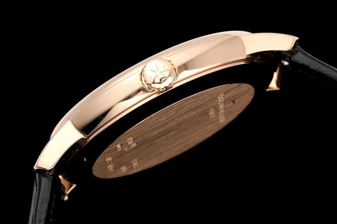 ĐỒNG HỒ VACHERON CONSTANTIN PATRIMONY 81180R REP 11 MẠ VÀNG HỒNG MẶT ĐEN DÂY DA KZ FACTORY 40MM (5) DONG HO VACHERON CONSTANTIN PATRIMONY 81180R REP 11 MA VANG HONG MAT DEN DAY DA KZ FACTORY 40MM 5