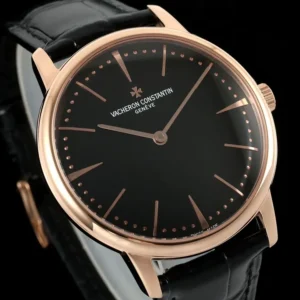 VACHERON CONSTANTIN PATRIMONY 81180R IMITATION WATCHES ROSE GOLD PLATE BLACK DIAL LEATHER STRAP KZ FACTORY 40MM 1 DONG HO VACHERON CONSTANTIN PATRIMONY 81180R REP 11 MA VANG HONG MAT DEN DAY DA KZ FACTORY 40MM 9