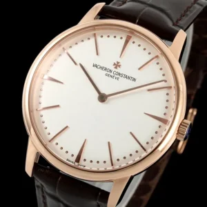 VACHERON CONSTANTIN PATRIMONY 81180R GOOD IMITATION WATCHES ROSE GOLD PLATE CASE WHITE DIAL LEATHER STRAP KZ FACTORY 40MM 2 DONG HO VACHERON CONSTANTIN PATRIMONY 81180R REPLICA 11 MA VANG HONG MAT SO MAU TRANG DAY DA KZ FACTORY 40MM 8