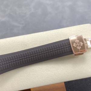 PATEK PHILIPPE AQUANAUT 5167 IMITATION LUXURY WATCHES ROSE GOLD PLATE CHOCOLATE DIAL BROWN RUBBER STRAP AUTOMATIC 40MM 9 DONG HO PATEK PHILIPPE AQUANAUT 5167 CHE TAC CAO CAP MA VANG HONG MAT NAU CHOCOLATE TINH CHINH AUTOMATIC 40MM 18