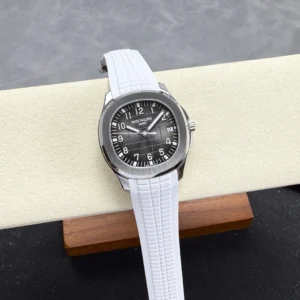 PATEK PHILIPPE AQUANAUT 5167 KNOCK OFF WATCHES CUSTOM GREY DIAL WHITE RUBBER STRAP AUTOMATIC 40MM 2 DONG HO PATEK PHILIPPE AQUANAUT 5167 CHE TAC MAT XAM TINH CHINH DAY CAO SU TRANG AUTOMATIC 40MM 14