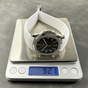 PATEK PHILIPPE AQUANAUT 5167 KNOCK OFF WATCHES CUSTOM GREY DIAL WHITE RUBBER STRAP AUTOMATIC 40MM 1 DONG HO PATEK PHILIPPE AQUANAUT 5167 CHE TAC MAT XAM TINH CHINH DAY CAO SU TRANG AUTOMATIC 40MM 2