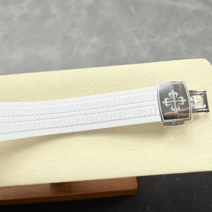 PATEK PHILIPPE AQUANAUT 5167 KNOCK OFF WATCHES CUSTOM GREY DIAL WHITE RUBBER STRAP AUTOMATIC 40MM 13 DONG HO PATEK PHILIPPE AQUANAUT 5167 CHE TAC MAT XAM TINH CHINH DAY CAO SU TRANG AUTOMATIC 40MM 3