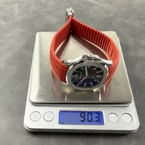PATEK PHILIPPE AQUANAUT 5167 BEST REPLICA WATCHES CUSTOM GREY DIAL RED RUBBER STRAP AUTOMATIC 40MM 1 DONG HO PATEK PHILIPPE AQUANAUT 5167 REP 11 MAT XAM TINH CHINH DAY CAO SU DO AUTOMATIC 40MM 1