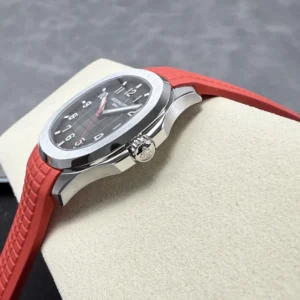 PATEK PHILIPPE AQUANAUT 5167 BEST REPLICA WATCHES CUSTOM GREY DIAL RED RUBBER STRAP AUTOMATIC 40MM 7 DONG HO PATEK PHILIPPE AQUANAUT 5167 REP 11 MAT XAM TINH CHINH DAY CAO SU DO AUTOMATIC 40MM 7