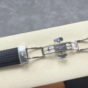 PATEK PHILIPPE AQUANAUT 5167 IMITATION WATCHES CUSTOM GREY DIAL BLACK RUBBER STRAP 40MM 10 DONG HO PATEK PHILIPPE AQUANAUT 5167 REPLICA 11 MAT XAM TINH CHINH DAY CAO SU DEN 40MM 3