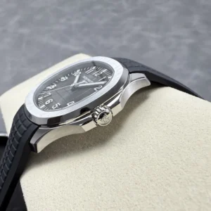 PATEK PHILIPPE AQUANAUT 5167 IMITATION WATCHES CUSTOM GREY DIAL BLACK RUBBER STRAP 40MM 6 DONG HO PATEK PHILIPPE AQUANAUT 5167 REPLICA 11 MAT XAM TINH CHINH DAY CAO SU DEN 40MM 7