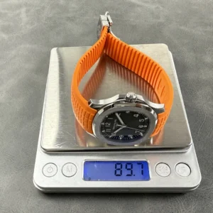 PATEK PHILIPPE AQUANAUT 5167 HIGH END WATCH REPLICAS CUSTOM GREY DIAL ORANGE RUBBER STRAP AUTOMATIC 40MM 1 DONG HO PATEK PHILIPPE AQUANAUT 5167 REPLICA 11 MAT XAM TINH CHINH DAY CAO SU DO AUTOMATIC 40MM 1
