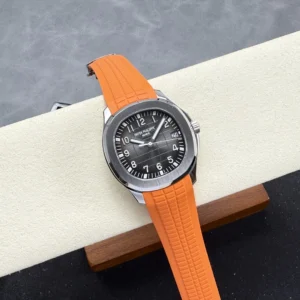 PATEK PHILIPPE AQUANAUT 5167 HIGH END WATCH REPLICAS CUSTOM GREY DIAL ORANGE RUBBER STRAP AUTOMATIC 40MM 2 DONG HO PATEK PHILIPPE AQUANAUT 5167 REPLICA 11 MAT XAM TINH CHINH DAY CAO SU DO AUTOMATIC 40MM 11