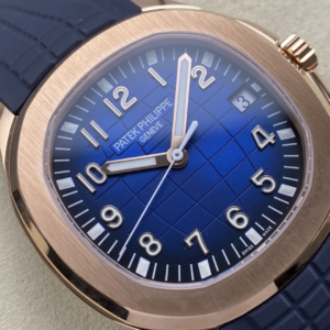 PATEK PHILIPPE AQUANAUT 5167 REPLICA WATCH ROSE GOLD PLATE CUSTOM BLUE DIAL RUBBER STRAP AUTOMATIC 40MM 4 DONG HO PATEK PHILIPPE AQUANAUT 5167 REPLICA MA VANG HONG MAT XANH BLUE TINH CHINH AUTOMATIC 40MM 10