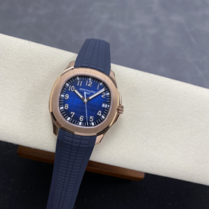 PATEK PHILIPPE AQUANAUT 5167 REPLICA WATCH ROSE GOLD PLATE CUSTOM BLUE DIAL RUBBER STRAP AUTOMATIC 40MM 3 DONG HO PATEK PHILIPPE AQUANAUT 5167 REPLICA MA VANG HONG MAT XANH BLUE TINH CHINH AUTOMATIC 40MM 11