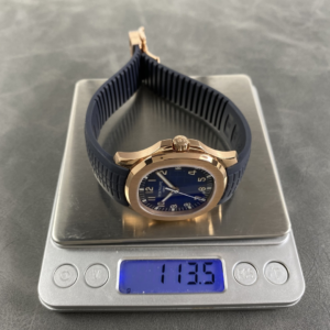 PATEK PHILIPPE AQUANAUT 5167 REPLICA WATCH ROSE GOLD PLATE CUSTOM BLUE DIAL RUBBER STRAP AUTOMATIC 40MM 1 DONG HO PATEK PHILIPPE AQUANAUT 5167 REPLICA MA VANG HONG MAT XANH BLUE TINH CHINH AUTOMATIC 40MM 2