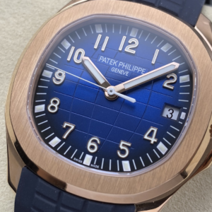 PATEK PHILIPPE AQUANAUT 5167 REPLICA WATCH ROSE GOLD PLATE CUSTOM BLUE DIAL RUBBER STRAP AUTOMATIC 40MM 5 DONG HO PATEK PHILIPPE AQUANAUT 5167 REPLICA MA VANG HONG MAT XANH BLUE TINH CHINH AUTOMATIC 40MM 9