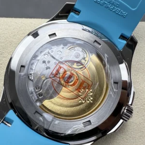 PATEK PHILIPPE AQUANAUT 5167 GOOD IMITATION WATCHES CUSTOM GREY DIAL BLUE RUBBER STRAP AUTOMATIC 40MM 5 DONG HO PATEK PHILIPPE AQUANAUT 5167 REPLICA MAT XAM TINH CHINH DAY CAO SU XANH 40MM 5