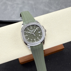 PATEK PHILIPPE AQUANAUT 5168G LUXURY FAKE WATCHES CUSTOM MOVEMENT CALIBRE 330 GREEN DIAL RUBBER STRAP AUTOMATIC 42MM 5 DONG HO PATEK PHILIPPE AQUANAUT 5168G CHE TAC CAO CAP MAT XANH LA TINH CHINH DAY CAO SU 42MM 10