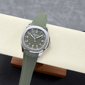 PATEK PHILIPPE AQUANAUT 5168G LUXURY FAKE WATCHES CUSTOM MOVEMENT CALIBRE 330 GREEN DIAL RUBBER STRAP AUTOMATIC 42MM 4 DONG HO PATEK PHILIPPE AQUANAUT 5168G CHE TAC CAO CAP MAT XANH LA TINH CHINH DAY CAO SU 42MM 11