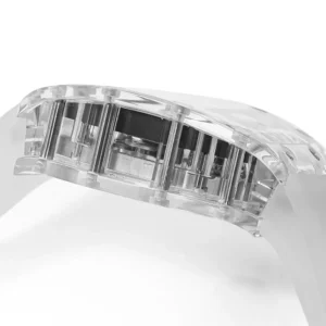 RICHARD MILLE RM27-03 IMITATION WATCHES SAPPHIRE CASE SKELETON WHITE RUBBER STRAP TOURBILLON 44MM 6 DONG HO RICHARD MILLE RM27 03 CHE TAC VO SAPPHIRE TRONG SUOT DAY CAO SU TOURBILLON 44MM 4 1
