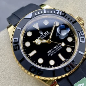 ROLEX YACHT-MASTER BEST REPLICA WATCHES GOLD PLATE VERSION CUSTOM WEIGHT BLACK DIAL AR FACTORY 40MM 4 DONG HO ROLEX YACHT MASTER REPLICA TINH CHINH TRONG LUONG BAN MA VANG GOLD MAT DEN CHUAN AUTH AR FACTORY 40MM 6