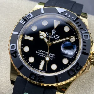 ROLEX YACHT-MASTER BEST REPLICA WATCHES GOLD PLATE VERSION CUSTOM WEIGHT BLACK DIAL AR FACTORY 40MM 3 DONG HO ROLEX YACHT MASTER REPLICA TINH CHINH TRONG LUONG BAN MA VANG GOLD MAT DEN CHUAN AUTH AR FACTORY 40MM 7