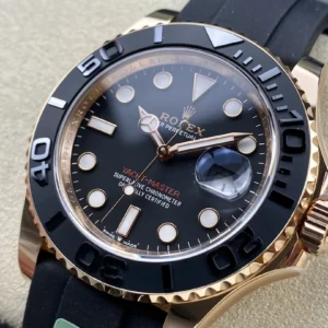 ROLEX YACHT-MASTER IMITATION WATCH ROSE GOLD PLATE VERSION CUSTOM WEIGHT BLACK DIAL AR FACTORY 40MM 3 DONG HO ROLEX YACHT MASTER REPLICA TINH CHINH TRONG LUONG BAN MA VANG HONG MAT DEN CHUAN AUTH AR FACTORY 40MM 10