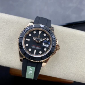 ROLEX YACHT-MASTER IMITATION WATCH ROSE GOLD PLATE VERSION CUSTOM WEIGHT BLACK DIAL AR FACTORY 40MM 2 DONG HO ROLEX YACHT MASTER REPLICA TINH CHINH TRONG LUONG BAN MA VANG HONG MAT DEN CHUAN AUTH AR FACTORY 40MM 11