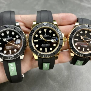 ROLEX YACHT-MASTER IMITATION WATCH ROSE GOLD PLATE VERSION CUSTOM WEIGHT BLACK DIAL AR FACTORY 40MM 5 DONG HO ROLEX YACHT MASTER REPLICA TINH CHINH TRONG LUONG BAN MA VANG HONG MAT DEN CHUAN AUTH AR FACTORY 40MM 8