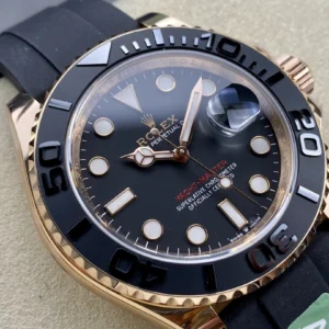 ROLEX YACHT-MASTER IMITATION WATCH ROSE GOLD PLATE VERSION CUSTOM WEIGHT BLACK DIAL AR FACTORY 40MM 4 DONG HO ROLEX YACHT MASTER REPLICA TINH CHINH TRONG LUONG BAN MA VANG HONG MAT DEN CHUAN AUTH AR FACTORY 40MM 9